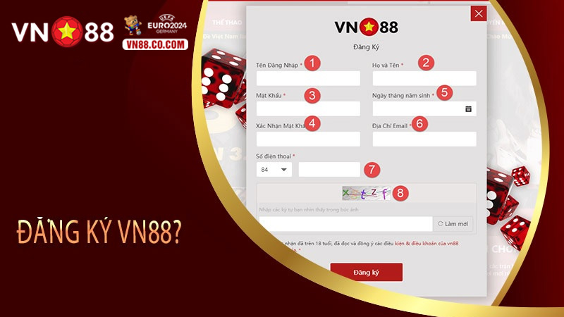Người chơi cần cung cấp đầy đủ thông tin để đăng ký tài khoản